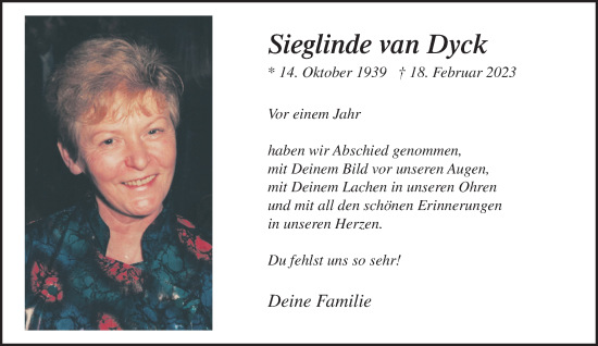 Traueranzeige von Sieglinde van Dyck von trauer.extra-tipp-moenchengladbach.de