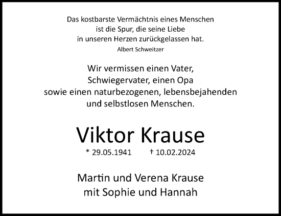 Traueranzeige von Viktor Krause von trauer.wuppertaler-rundschau.de