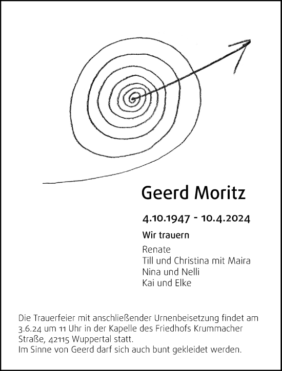 Traueranzeige von Geerd Moritz von trauer.wuppertaler-rundschau.de
