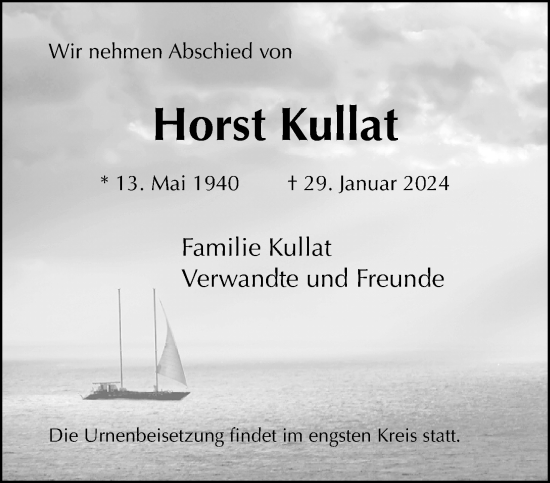 Traueranzeige von Horst Kullat von trauer.extra-tipp-moenchengladbach.de