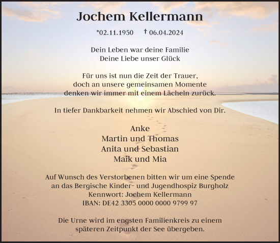 Traueranzeige von Jochem Kellerman Kellerman von trauer.wuppertaler-rundschau.de