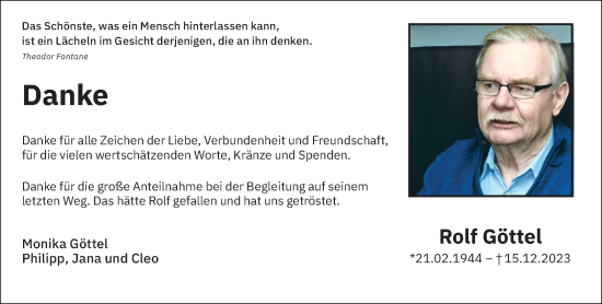 Traueranzeige von Rolf Göttel von trauer.extra-tipp-moenchengladbach.de
