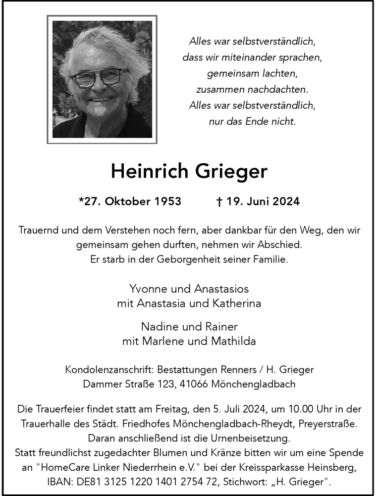  Traueranzeige für Heinrich Grieger vom 30.06.2024 aus trauer.extra-tipp-moenchengladbach.de