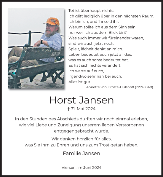 Traueranzeige von Horst Jansen von trauer.extra-tipp-moenchengladbach.de