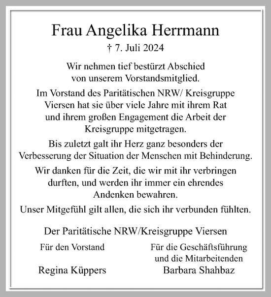 Traueranzeige von Angelika Herrmann von trauer.extra-tipp-moenchengladbach.de