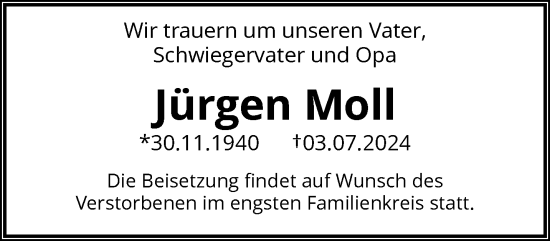 Traueranzeige von Jürgen Moll von trauer.wuppertaler-rundschau.de