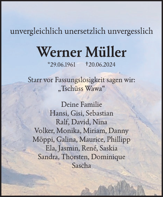 Traueranzeige von Werner Müller von trauer.wuppertaler-rundschau.de