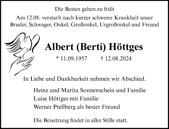 Traueranzeige von Albert Höttges von trauer.extra-tipp-moenchengladbach.de