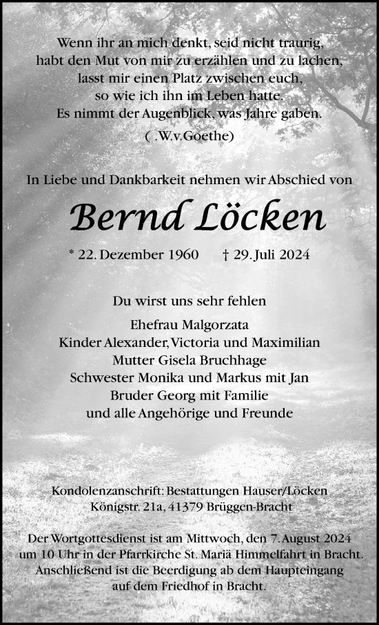 Traueranzeige von Bernd Löcken von trauer.extra-tipp-moenchengladbach.de