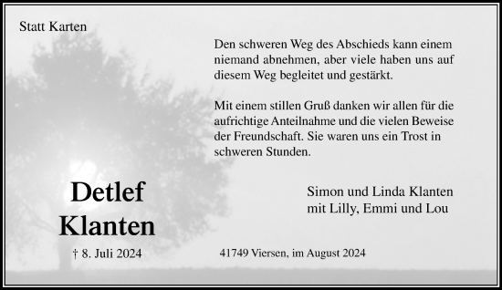 Traueranzeige von Detlef Klanten von trauer.extra-tipp-moenchengladbach.de