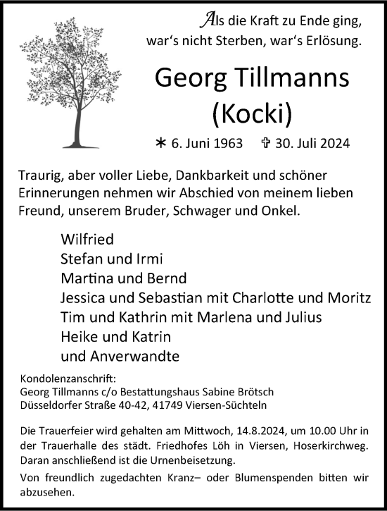 Traueranzeige von Georg Tillmanns von trauer.extra-tipp-moenchengladbach.de