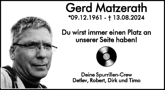 Traueranzeige von Gerd Matzerath von trauer.extra-tipp-moenchengladbach.de