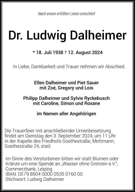 Traueranzeige von Ludwig Dalheimer von trauer.duesseldorfer-anzeiger.de