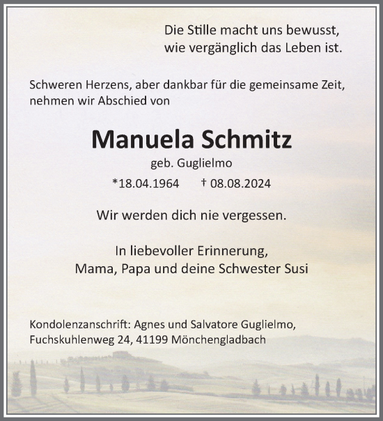 Traueranzeige von Manuela Schmitz von trauer.extra-tipp-moenchengladbach.de