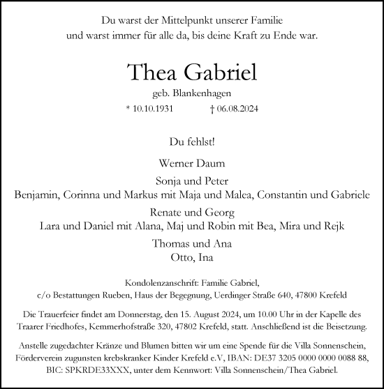 Traueranzeige von Thea Gabriel von trauer.extra-tipp-moenchengladbach.de