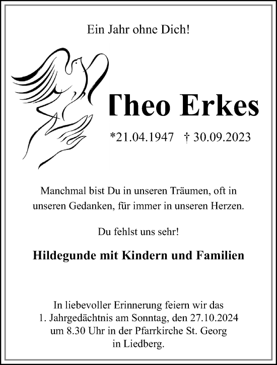 Traueranzeige von Theo Erkes von trauer.extra-tipp-moenchengladbach.de