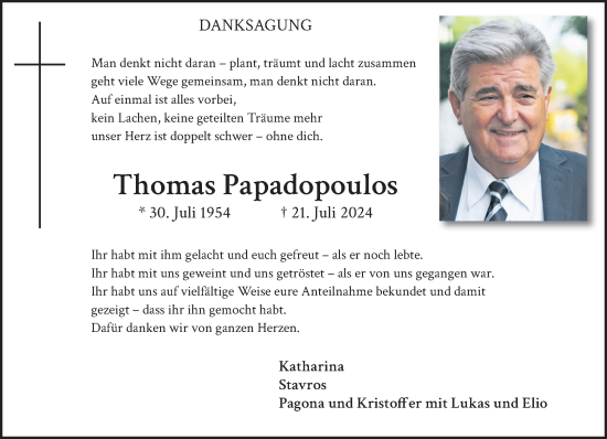 Traueranzeige von Thomas Papadopoulos von trauer.extra-tipp-moenchengladbach.de