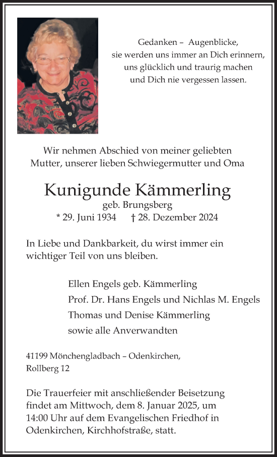 Traueranzeige von Kunigunde Kämmerling von trauer.extra-tipp-moenchengladbach.de