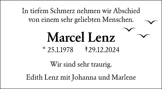 Traueranzeige von Marcel Lenz von trauer.wuppertaler-rundschau.de