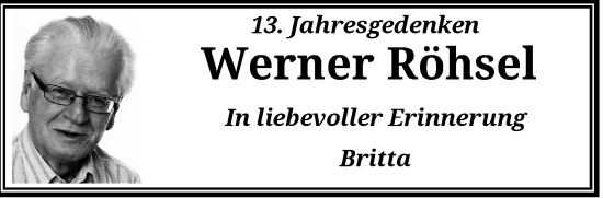 Traueranzeige von Werner Röhsel von trauer.wuppertaler-rundschau.de