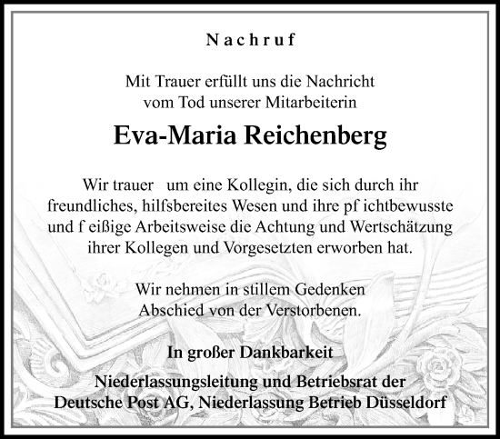 Traueranzeige von Eva-Maria Reichenberg von trauer.panorama-anzeigenblatt.de