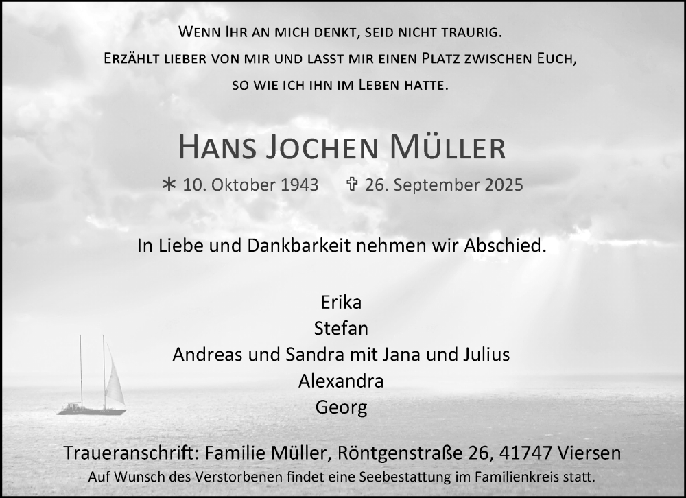  Traueranzeige für Hans Jochen Müller vom 12.10.2025 aus trauer.panorama-anzeigenblatt.de