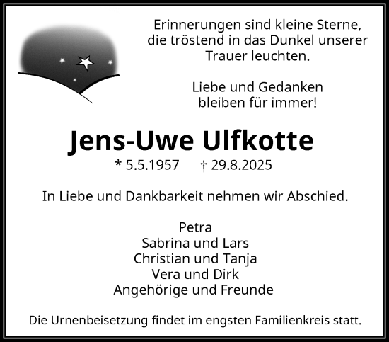 Traueranzeige von Jens-Uwe Ulfkotte von trauer.wuppertaler-rundschau.de