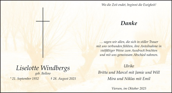 Traueranzeige von Liselotte Windbergs von trauer.panorama-anzeigenblatt.de