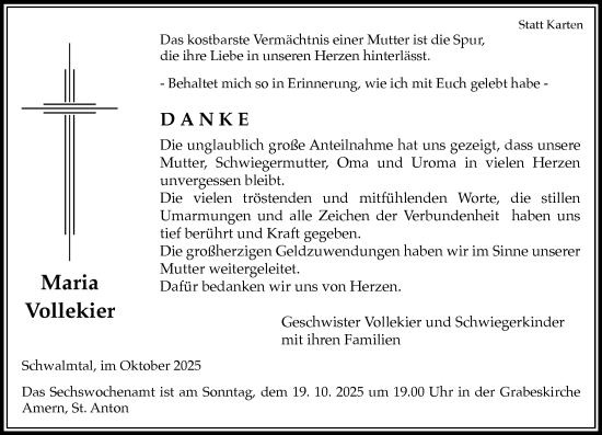 Traueranzeige von Maria Vollekier von trauer.panorama-anzeigenblatt.de
