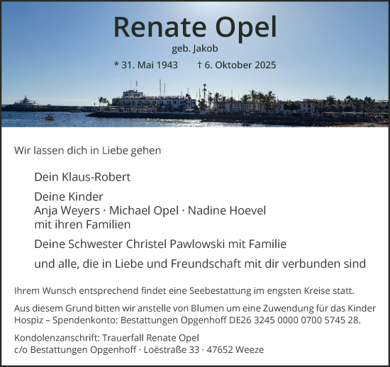 Traueranzeige von Renate Opel von trauer.panorama-anzeigenblatt.de