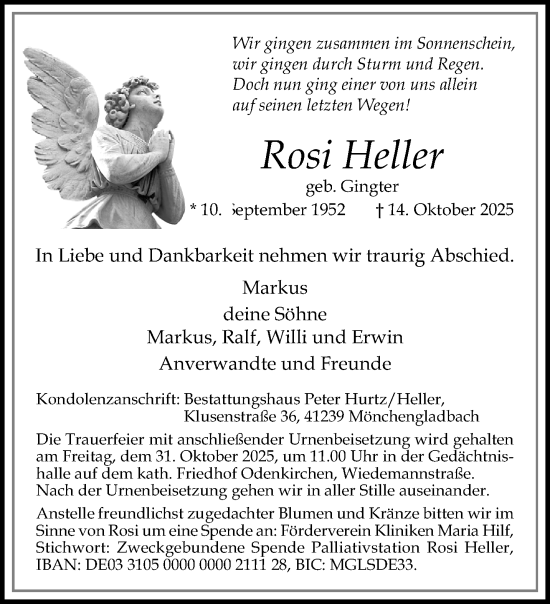 Traueranzeige von Rosi Heller von trauer.panorama-anzeigenblatt.de