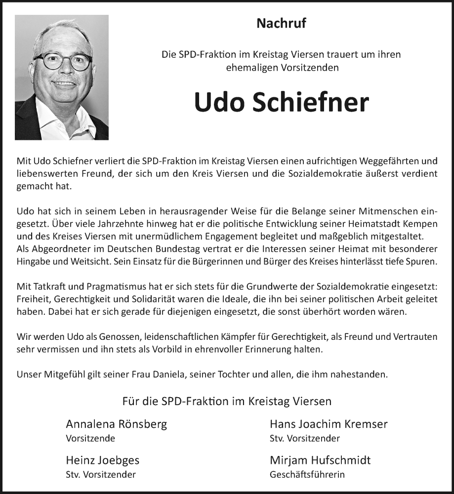  Traueranzeige für Udo Schiefner vom 26.10.2025 aus trauer.panorama-anzeigenblatt.de