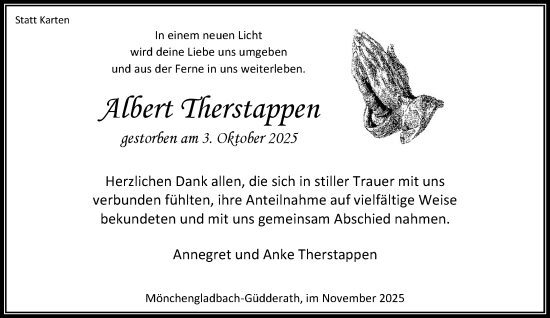 Traueranzeige von Albert Therstappen von trauer.panorama-anzeigenblatt.de