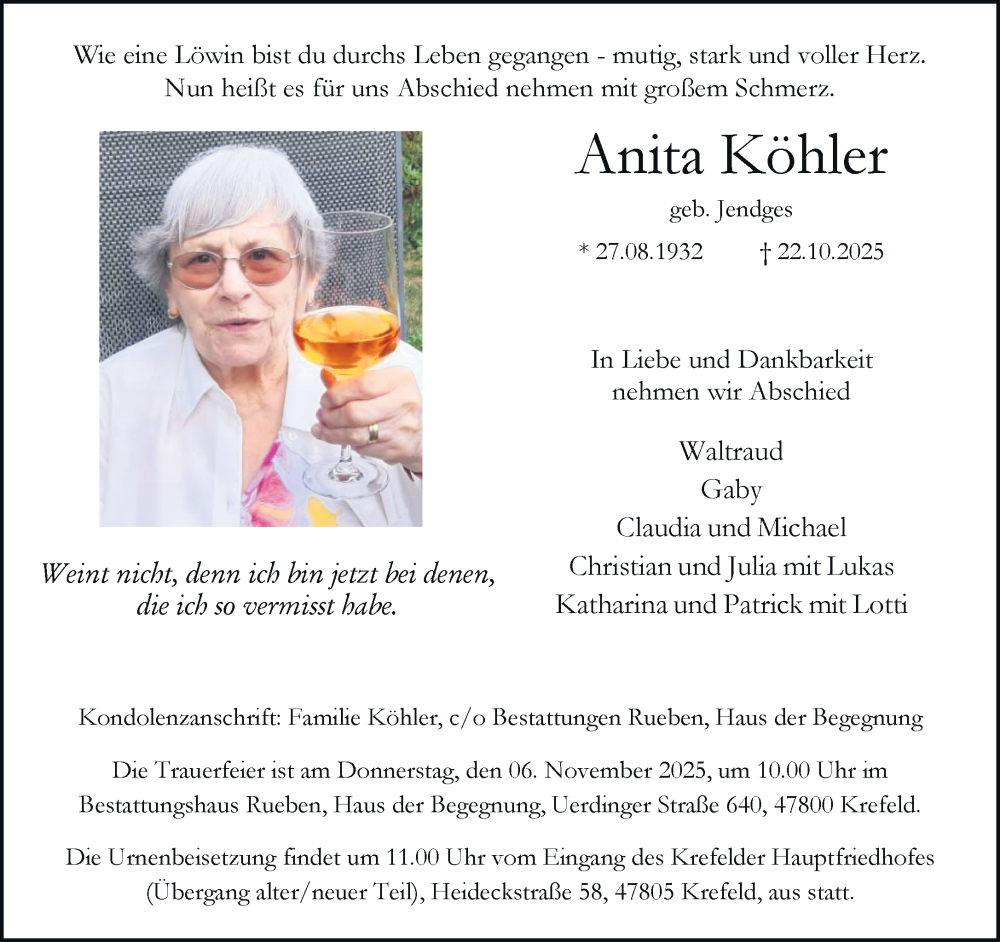  Traueranzeige für Anita Köhler vom 02.11.2025 aus trauer.panorama-anzeigenblatt.de