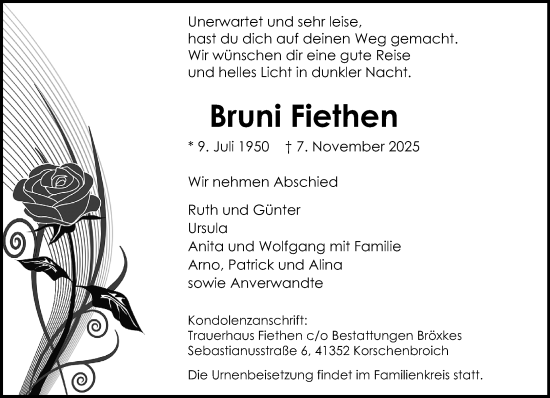 Traueranzeige von Bruni Fiethen von trauer.panorama-anzeigenblatt.de