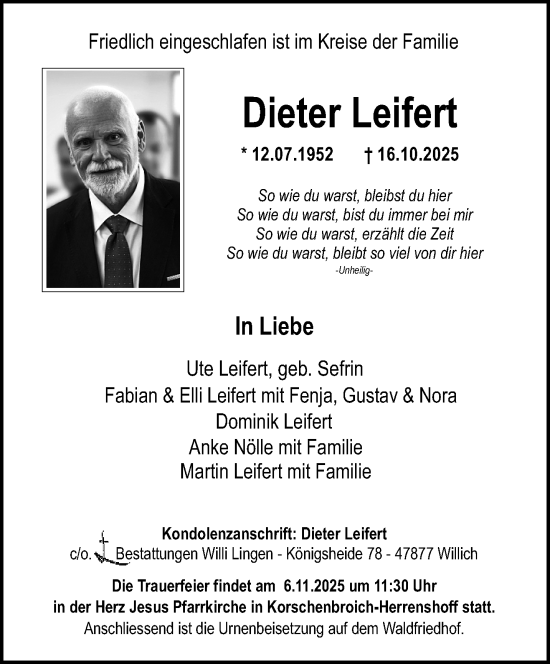 Traueranzeige von Dieter Leifert von trauer.panorama-anzeigenblatt.de