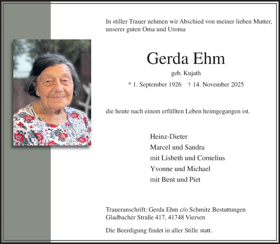 Traueranzeige von Gerda Ehm von trauer.panorama-anzeigenblatt.de