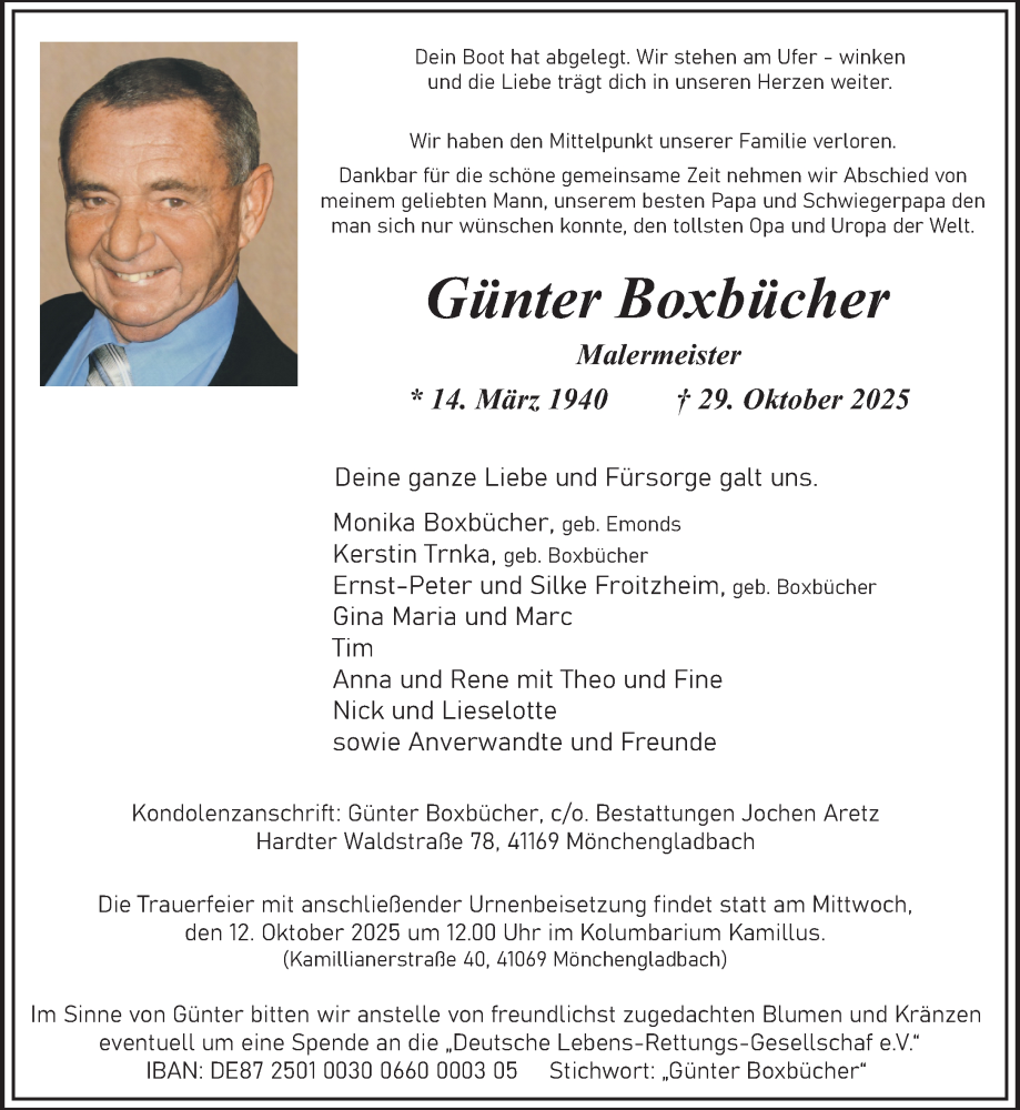  Traueranzeige für Günter Boxbücher vom 09.11.2025 aus trauer.panorama-anzeigenblatt.de