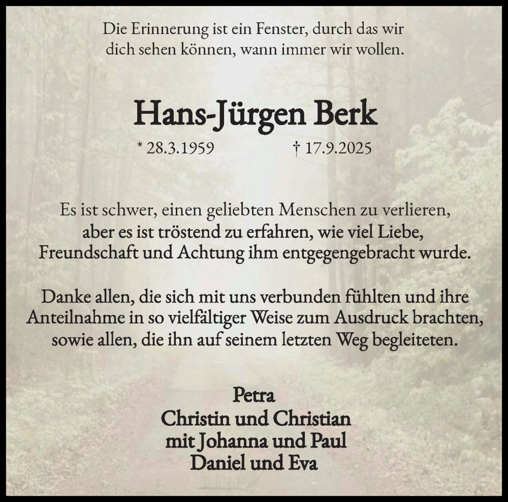  Traueranzeige für Hans-Jürgen Berk vom 02.11.2025 aus trauer.panorama-anzeigenblatt.de