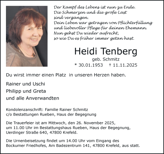 Traueranzeige von Heidi Tenberg von trauer.panorama-anzeigenblatt.de