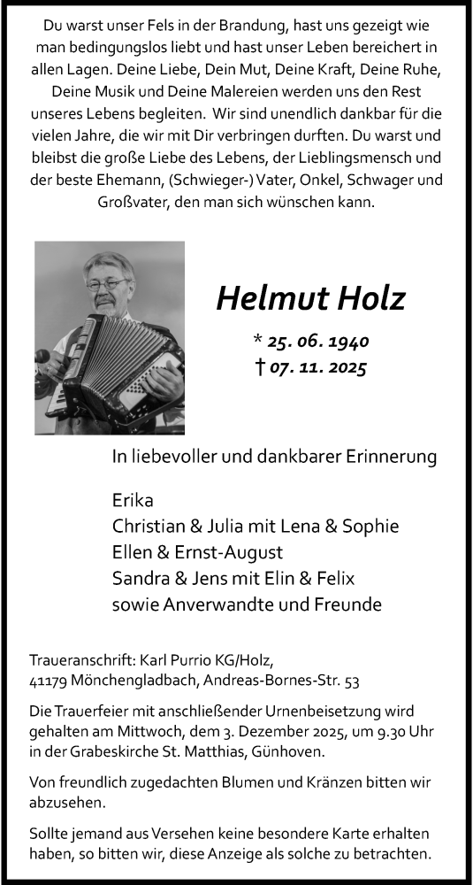Traueranzeige von Helmut Holz von trauer.panorama-anzeigenblatt.de