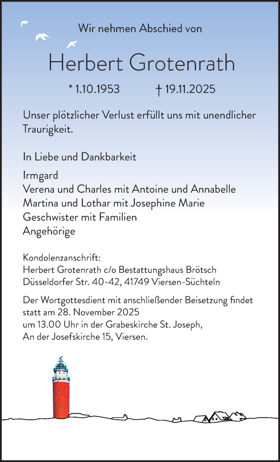 Traueranzeige von Herbert Grotenrath von trauer.panorama-anzeigenblatt.de
