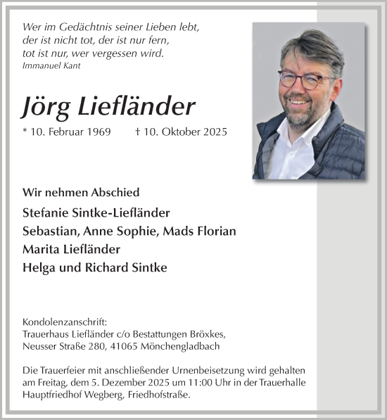 Traueranzeige von Jörg Liefländer von trauer.panorama-anzeigenblatt.de