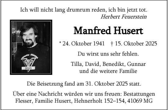 Traueranzeige von Manfred Husert von trauer.panorama-anzeigenblatt.de