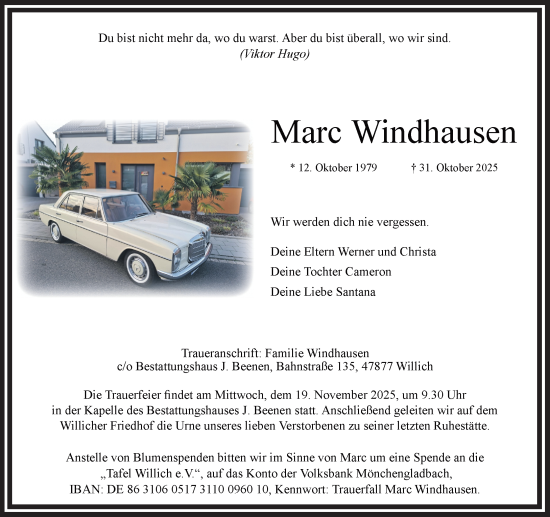 Traueranzeige von Marc Windhausen von trauer.panorama-anzeigenblatt.de