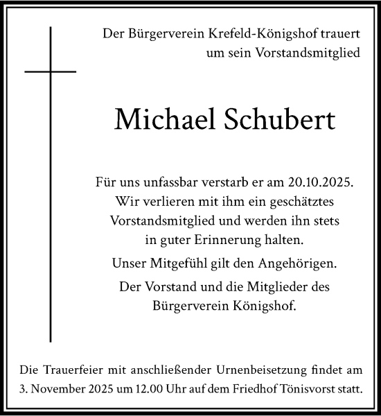 Traueranzeige von Michael Schubert von trauer.panorama-anzeigenblatt.de