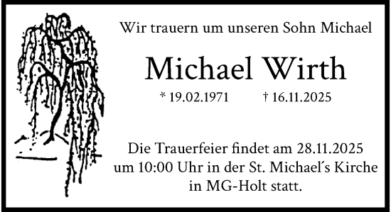 Traueranzeige von Michael Wirth von trauer.panorama-anzeigenblatt.de