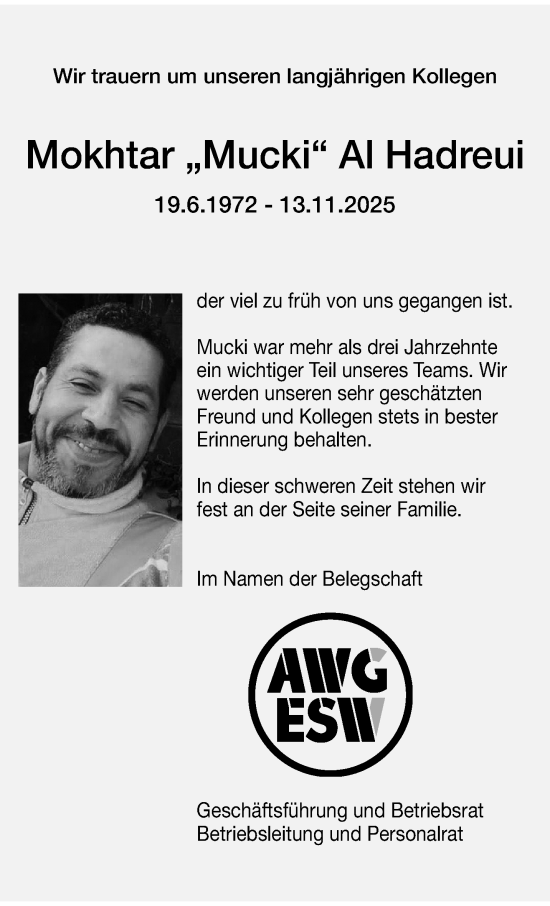 Traueranzeige von Mokhtar Al Hadreui von trauer.wuppertaler-rundschau.de