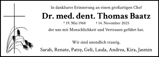 Traueranzeige von Thomas Baatz von trauer.panorama-anzeigenblatt.de