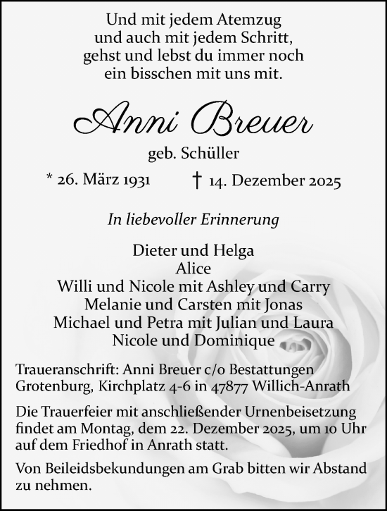Traueranzeige von Anni Breuer von trauer.panorama-anzeigenblatt.de